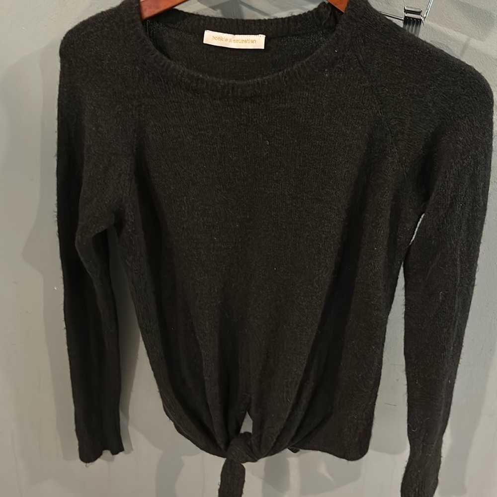 pookie & sebastian lightweight cashmere sweater with tie front